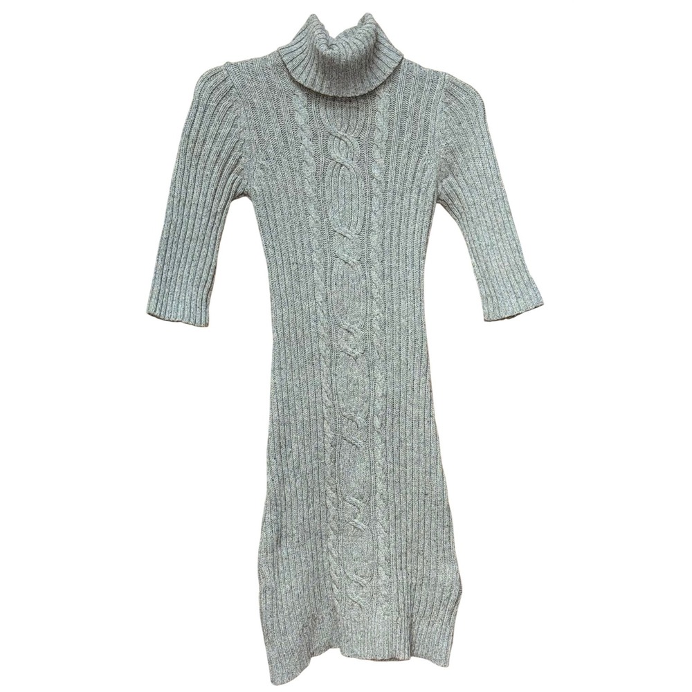 Old Navy Women's S Grey Cable-Knit Turtleneck Sweater Dress Preppy Chunky‎ Y2K